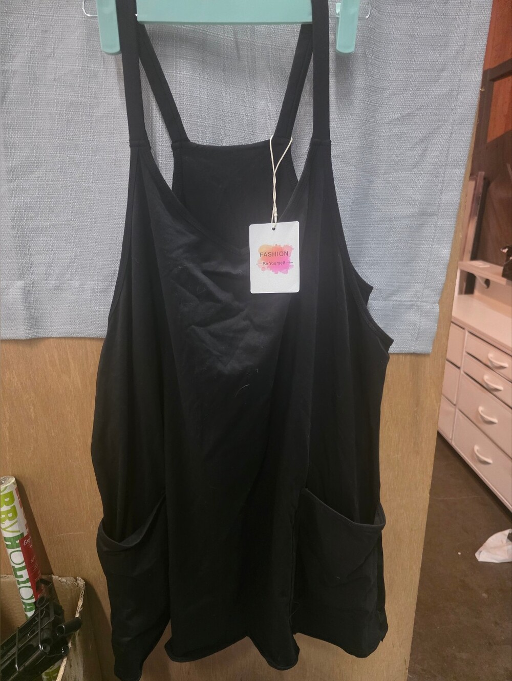 Black Sleeveless Pinafore Tunic with Pockets